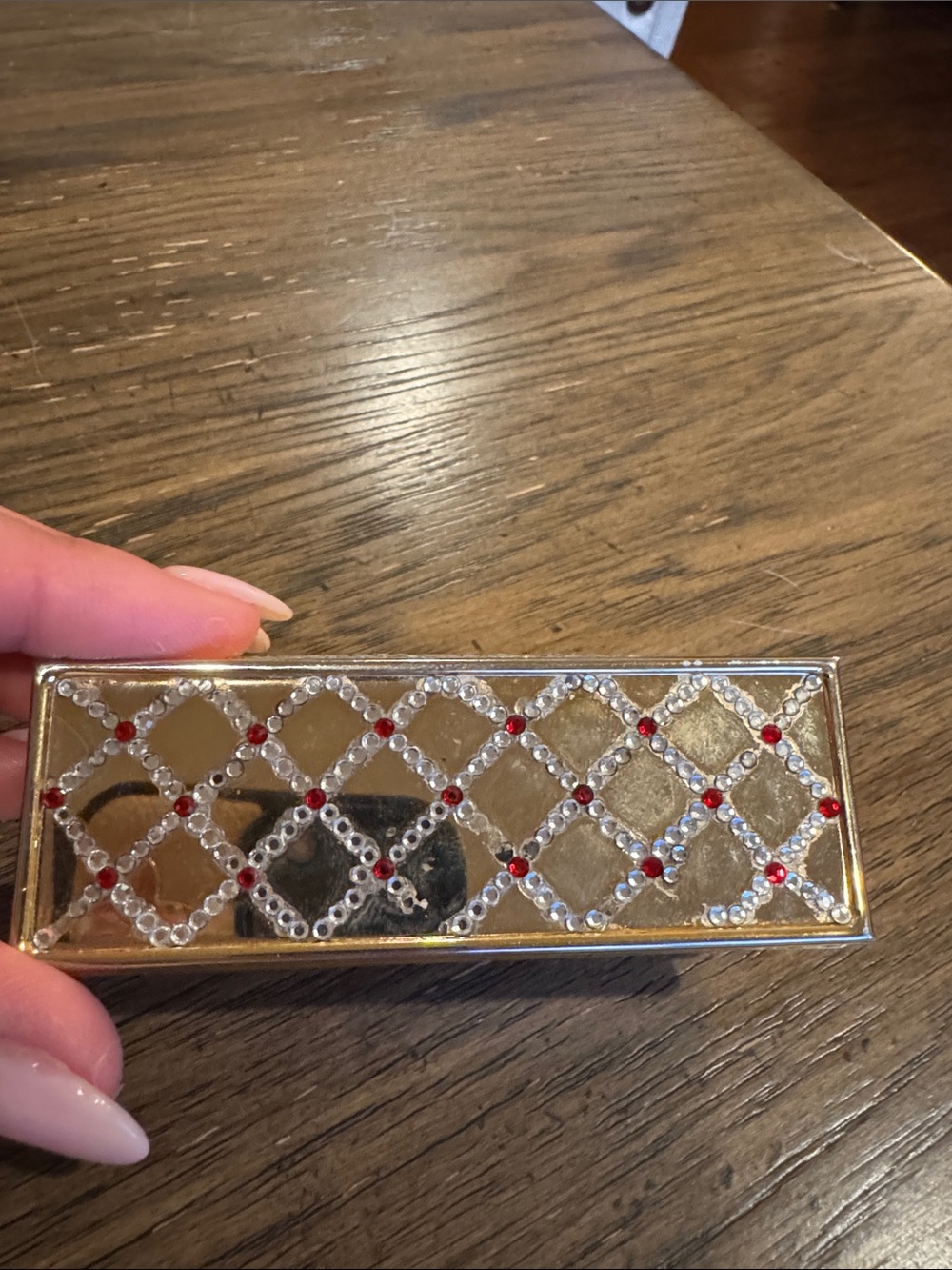 Judith Leiber Crystal Embellished Gold lipstick holder - Picture 4 of 10